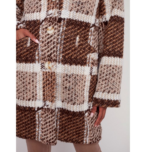 Straight Cut Bouclé Knit Coat - Powder