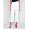 Straight Leg Jeans with Folded Cuff - White