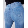 Straight Leg Jeans with Trompe L'Oeil Patch Detail - Medium Blue