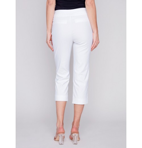 Stretch Pull-On Capri Pants - White