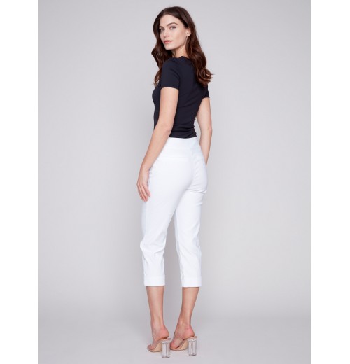 Stretch Pull-On Capri Pants - White