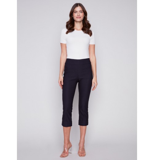 Stretch Pull-On Capri Pants - Navy