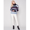 Striped Cowl Neck Sweater - Navy