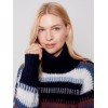 Striped Cowl Neck Sweater - Navy