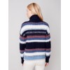 Striped Cowl Neck Sweater - Navy