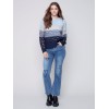 Striped Net Stitch Sweater - Indigo