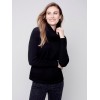 Sweater with Removable Scarf - Black