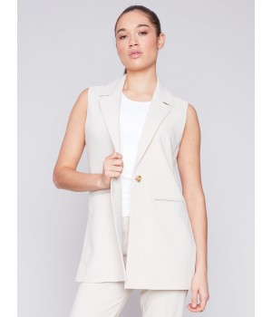 Tailored Blazer Vest - Beige