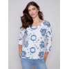 Tie Dye V-Neck Knit Top - Indigo