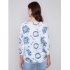 Tie Dye V-Neck Knit Top - Indigo