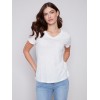 V-Neck Linen T-Shirt - Natural