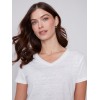 V-Neck Linen T-Shirt - Natural