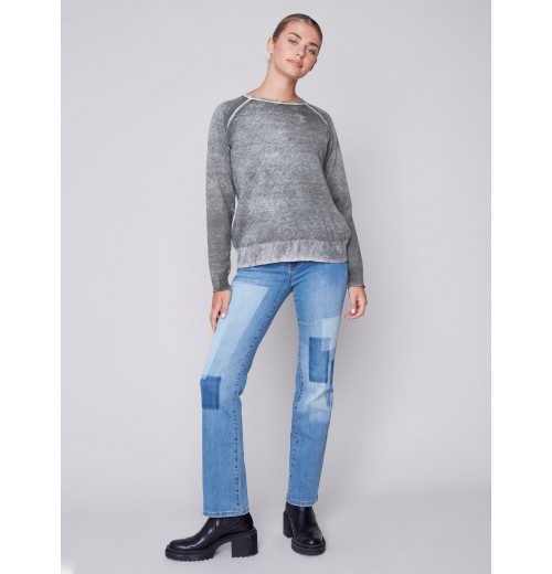 Washed-Out Color Effect Sweater - Spruce